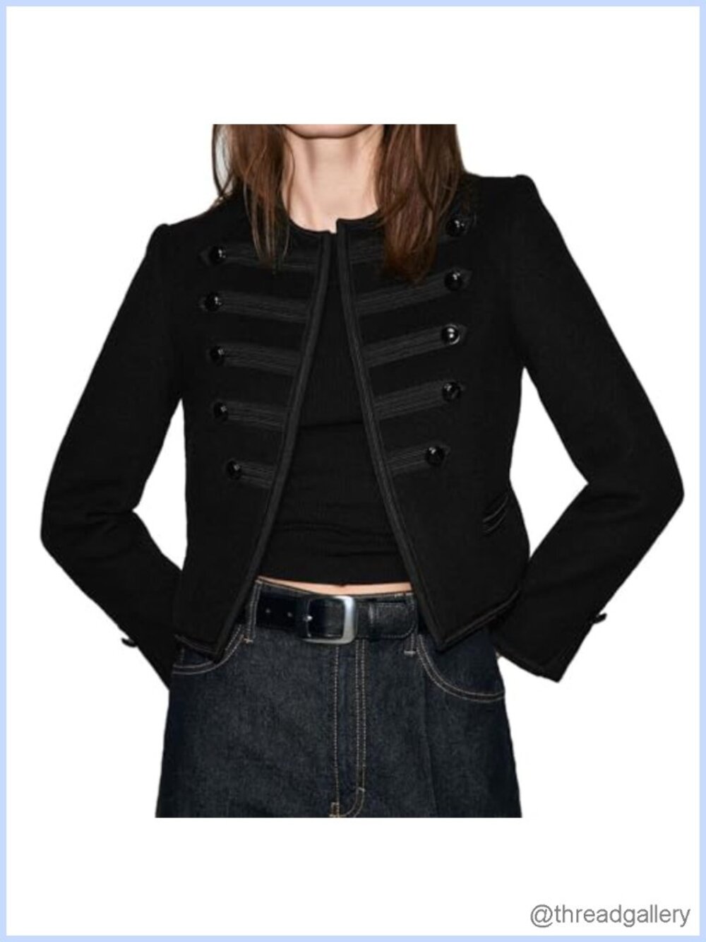Wool Blend Steampunk Military Napoleon Jacket Crew Neck Button Blazer